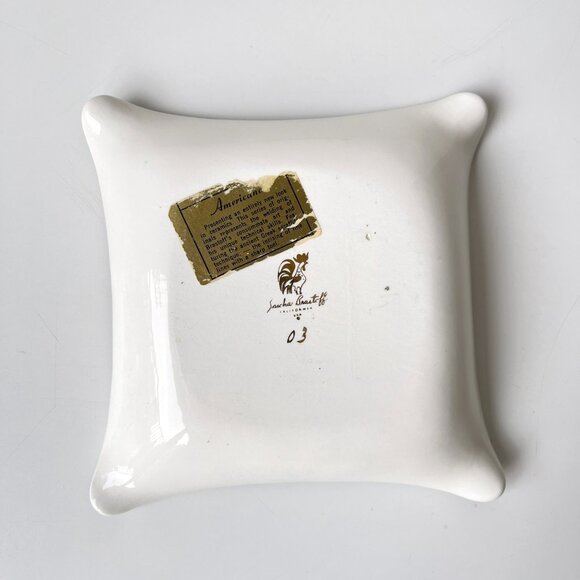 Vintage MCM Mid Century Sascha Brastoff Black Floral Ceramic Square Dish - Picture 5 of 6